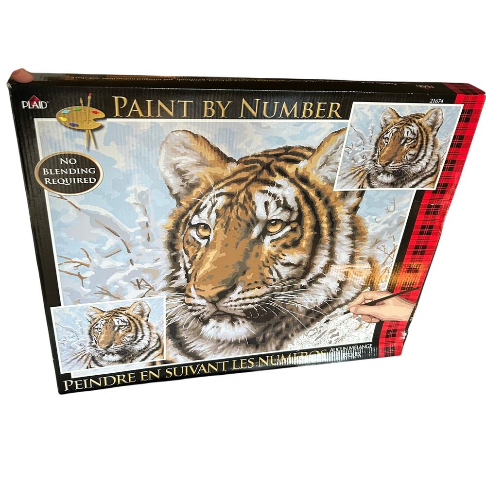 Vintage plaid paint by numbers tiger
